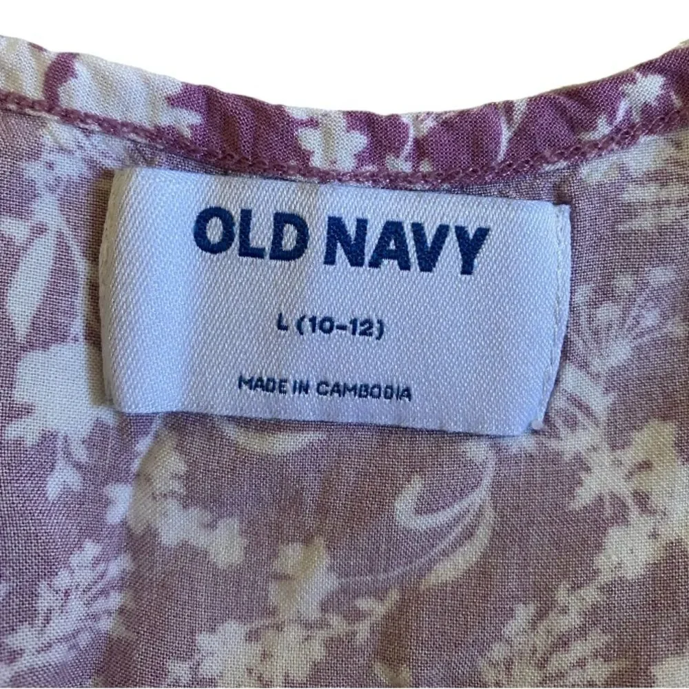 Old Navy Girls Sleeveless Floral Print Dress Size L (10-12) Lavender Soft Fairy
